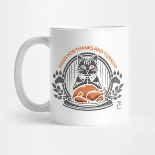 Paws for thanks – and turkey! - Give thanks - Cat and Thanksgiving Mug